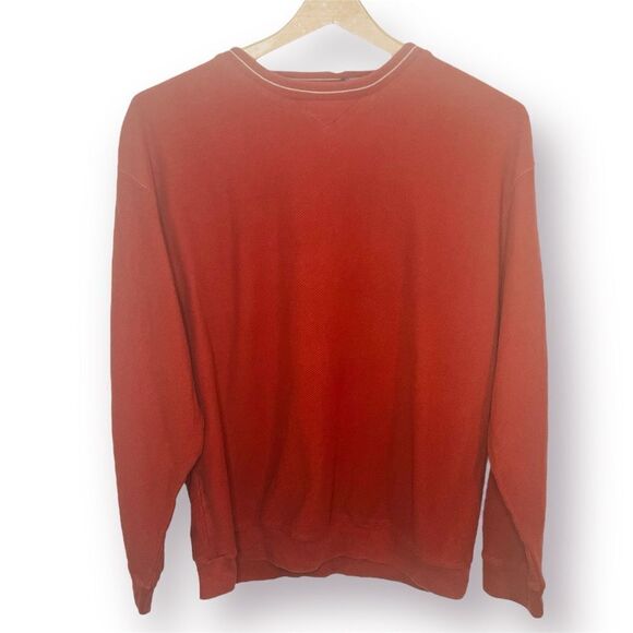 Haggar Rust Orange Textured Fabric Cotton Long Sleeve T-Shirt L - Picture 1 of 8